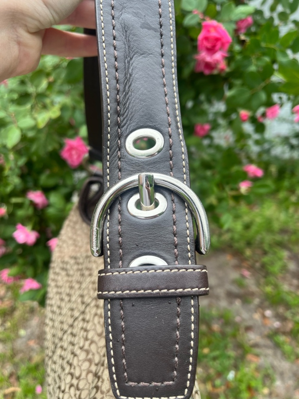 Coach Brown Signature Soho Canvas and Suede Shoulder Bag - Picture 4 of 5